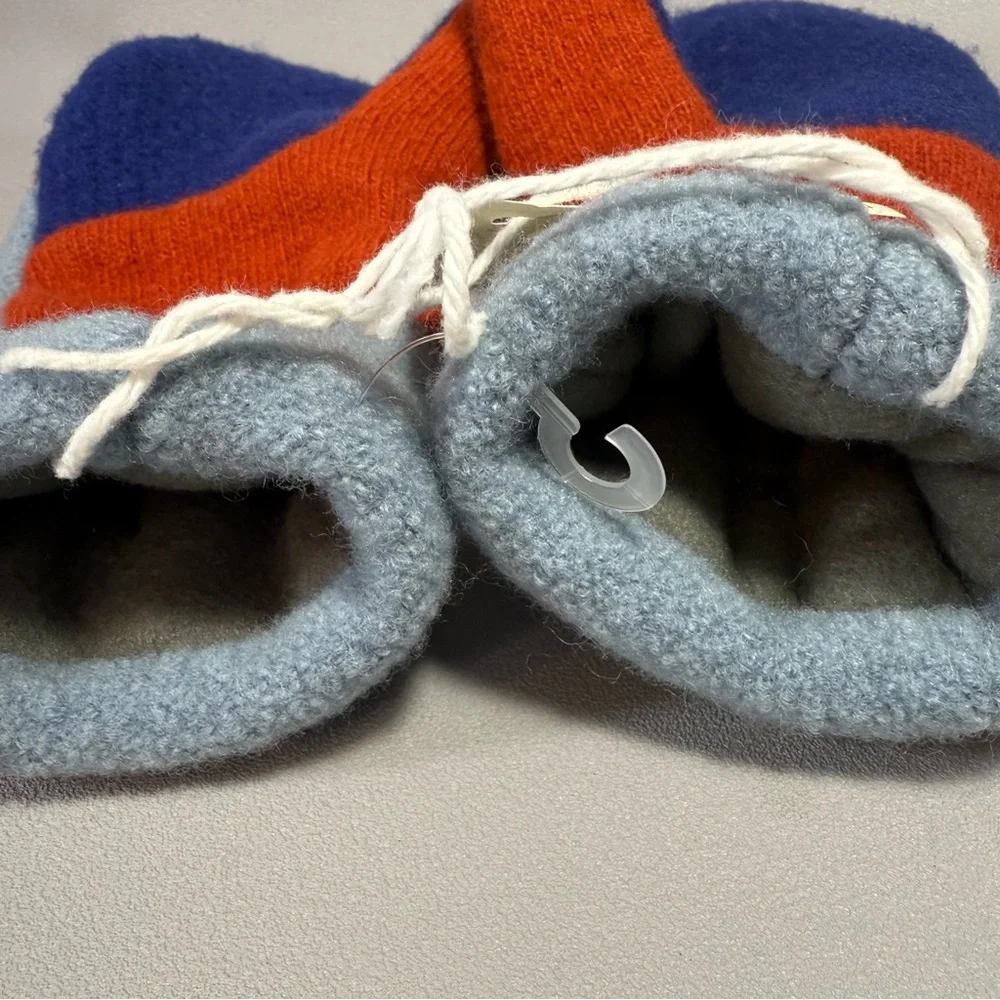 ReMitts Blue and Orange Recyled Felted Wool Knit Mittens NWT